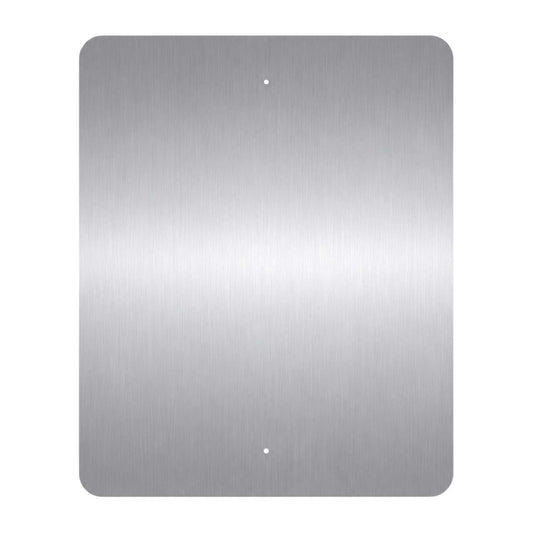 Blank silver aluminum sign with rounded corners and two pre-drilled holes for mounting.