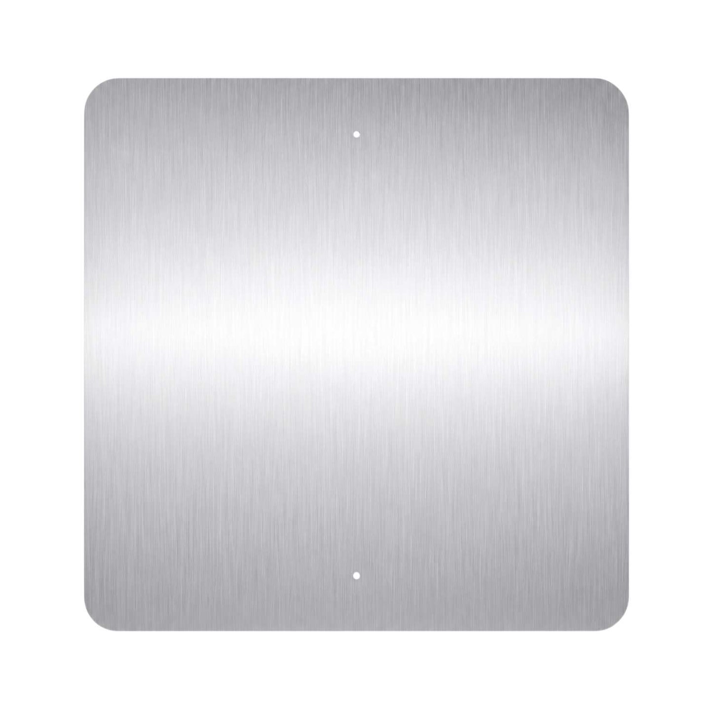 Blank square aluminum sign with rounded corners and two mounting holes.