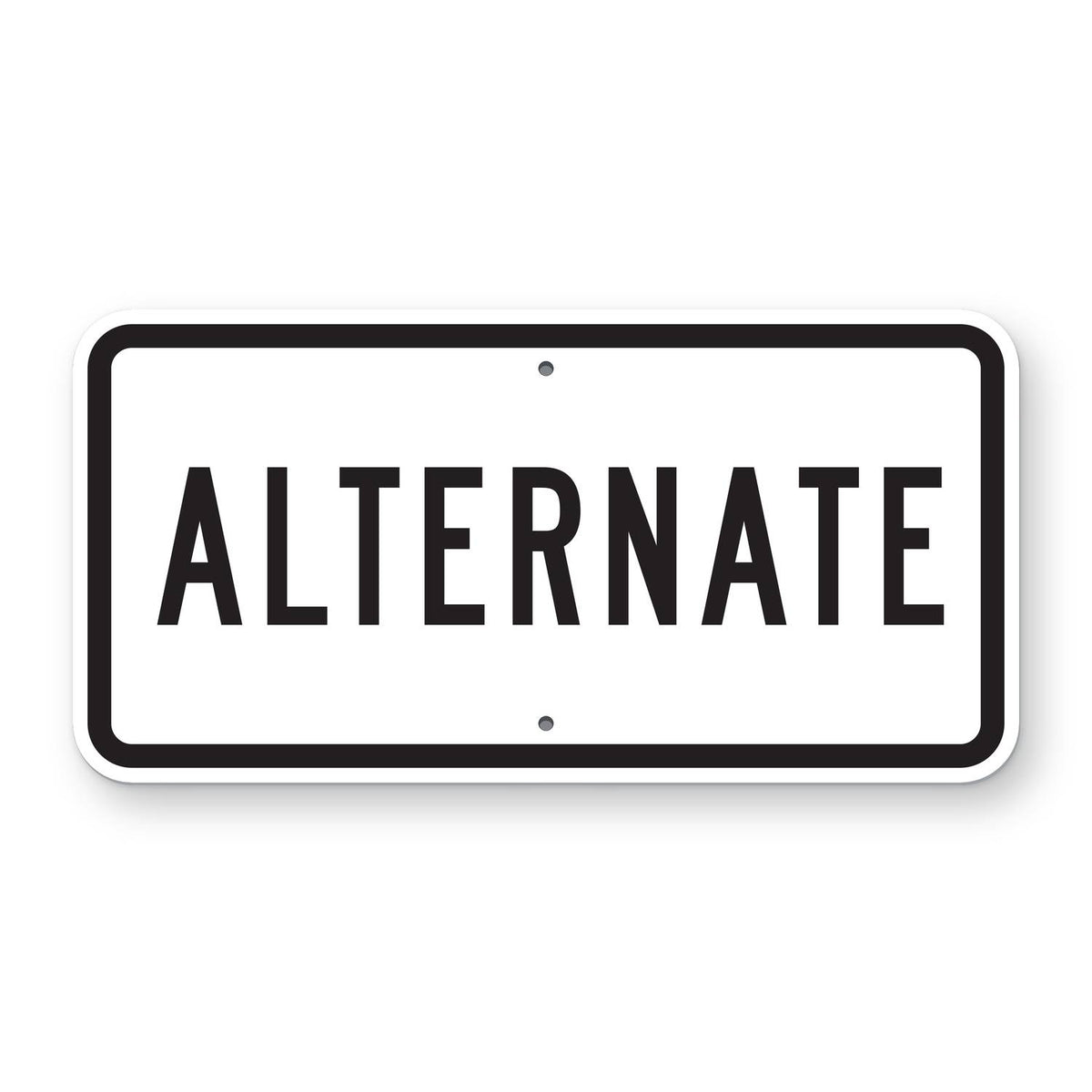 Alternate Route Marker Plaque M4-1 - white horizontal rectangle plaque with a black border reading ALTERNATE in black in narrow letters