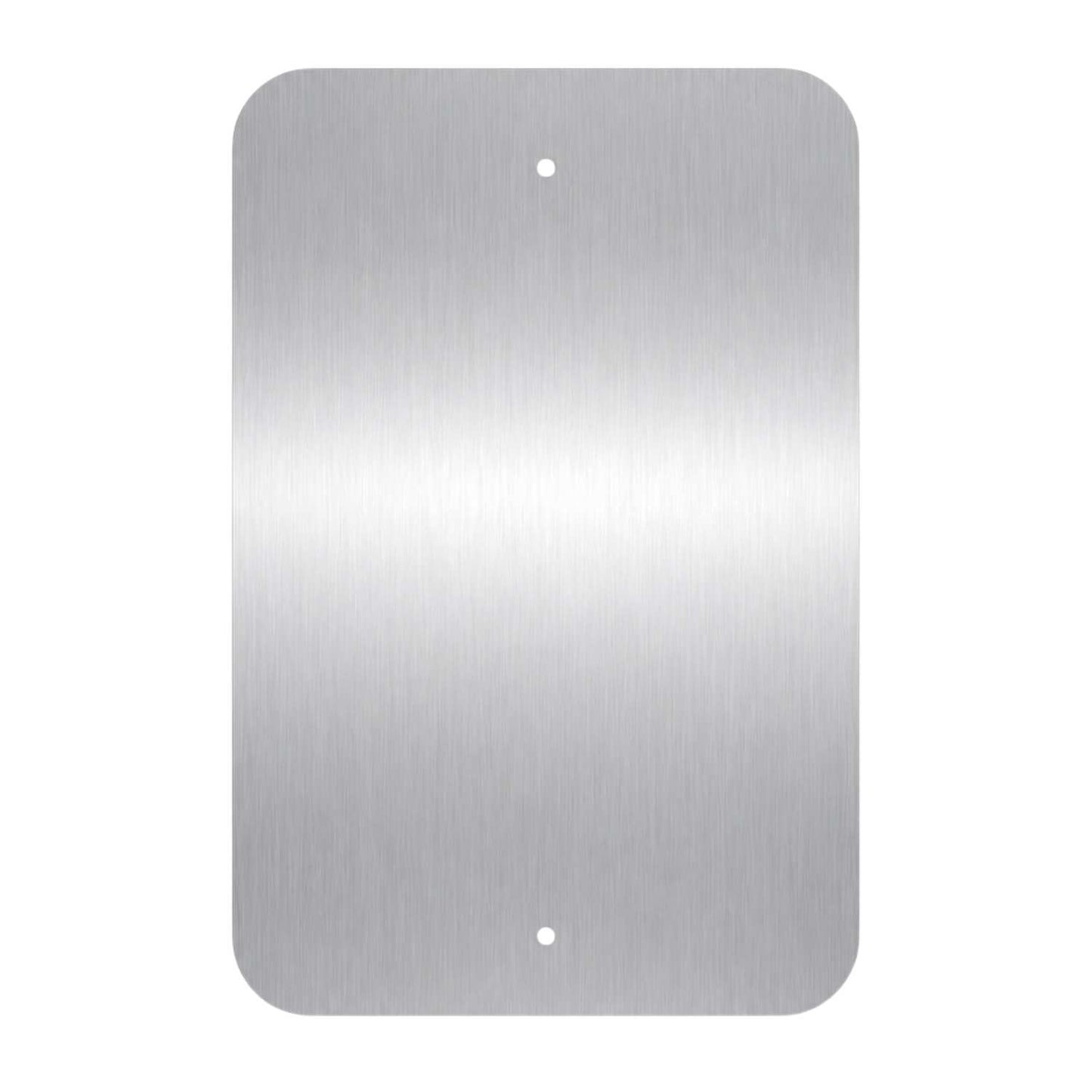 Blank brushed aluminum sign back with rounded corners and two pre-drilled holes.