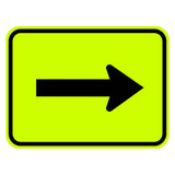 Fluorescent yellow-green supplemental arrow plaque with a black border and directional arrow symbol.