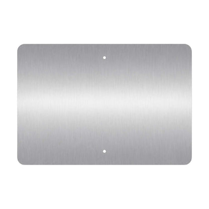 A rectangular brushed aluminum plate 24x18 with rounded corners and two small pre-drilled holes, shown on a plain white background.
