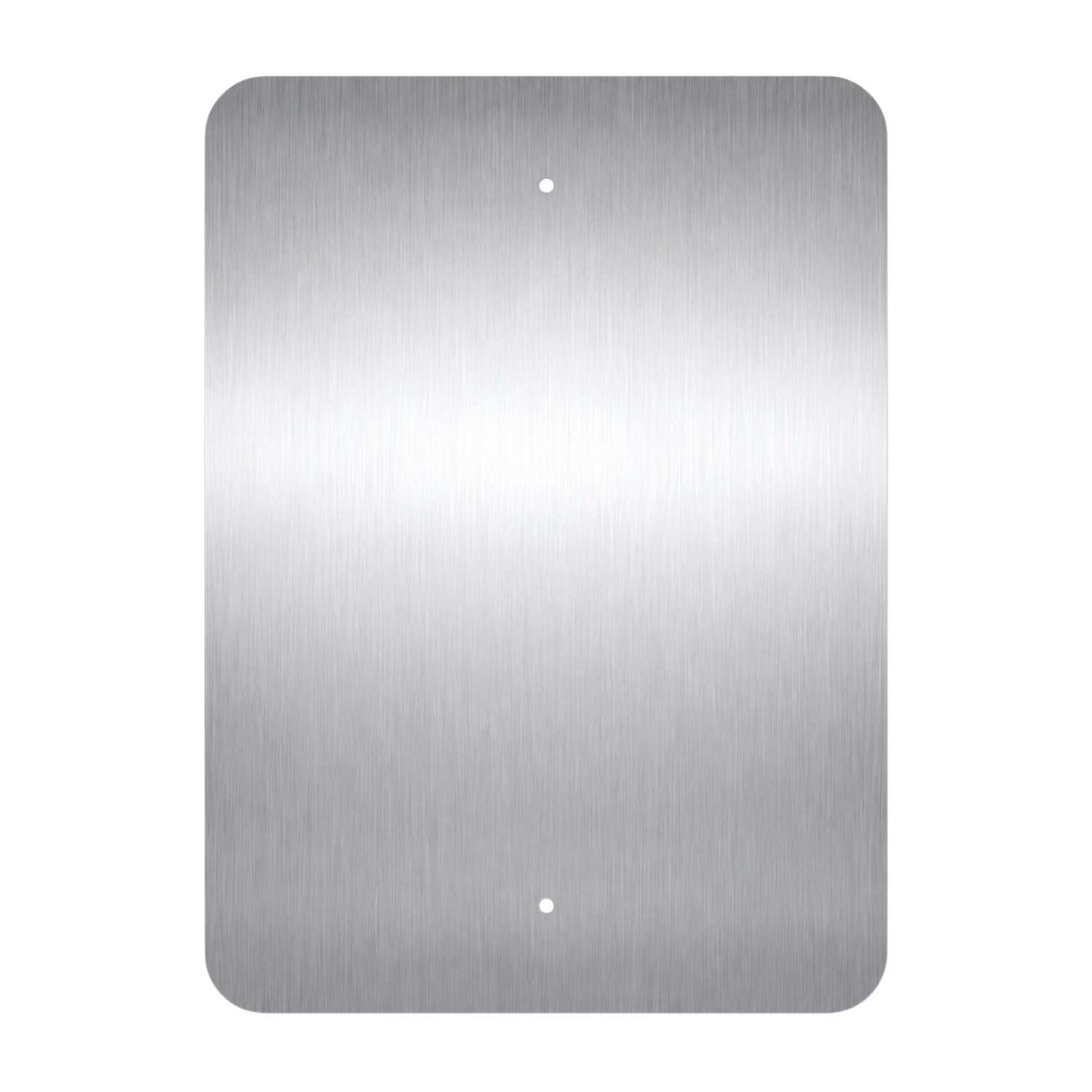Blank vertical rectangular .080" rustproof aluminum sign with rounded corners and two pre-drilled holes.