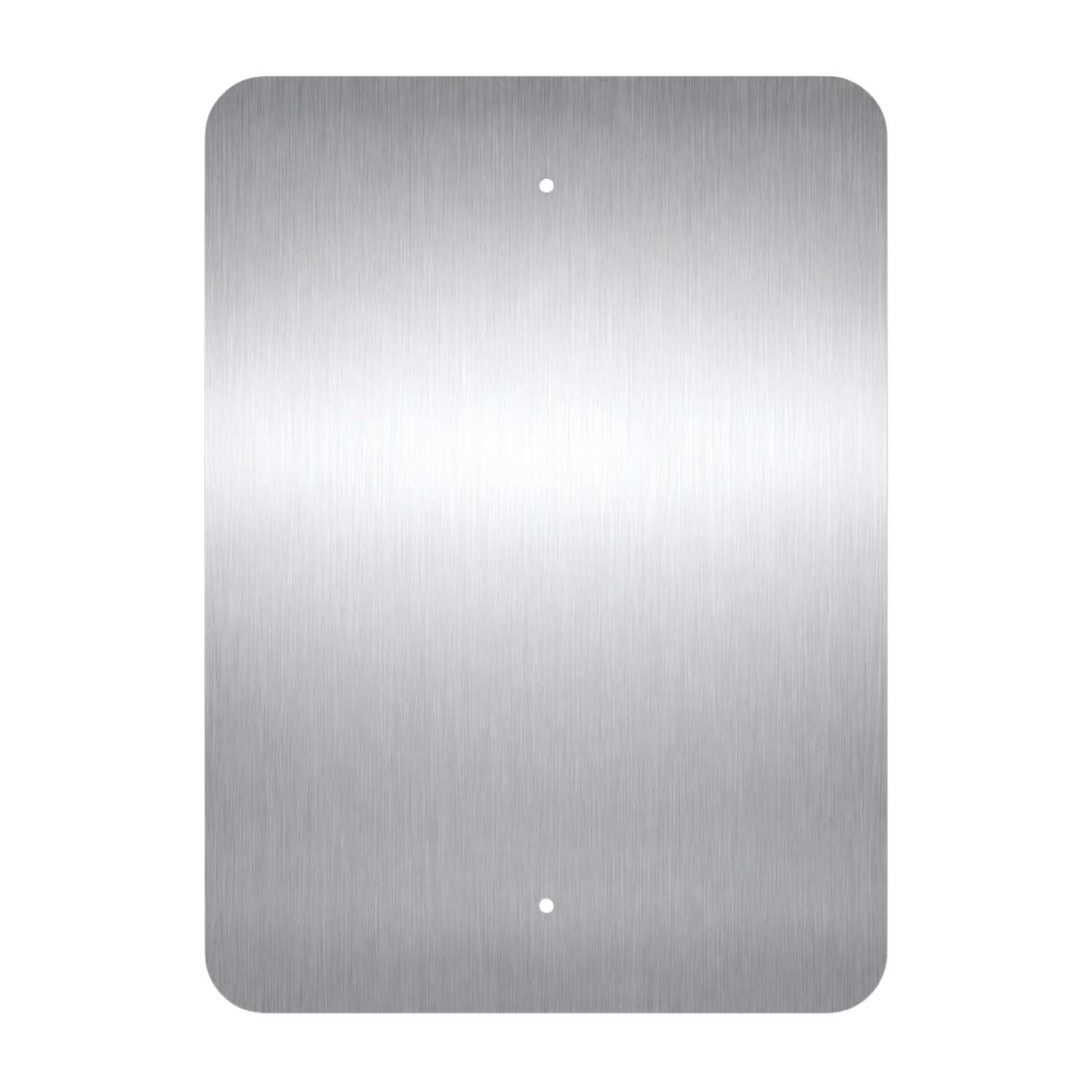 Blank vertical rectangular .080" rustproof aluminum sign with rounded corners and two pre-drilled holes.