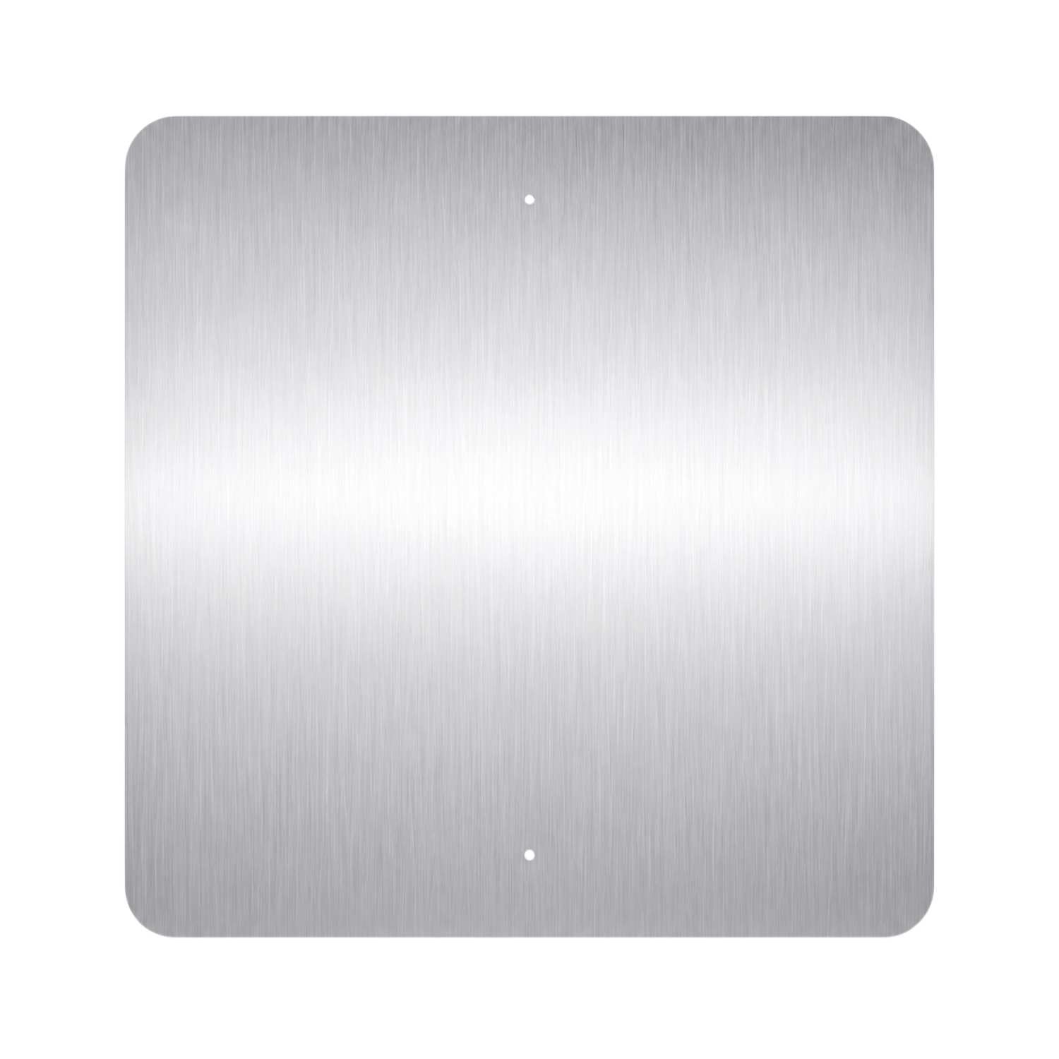 Blank square aluminum sign with rounded corners and two mounting holes.
