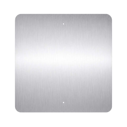 Blank square aluminum sign with rounded corners and two mounting holes.