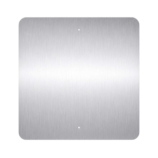 Blank square aluminum sign with rounded corners and two mounting holes.