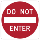 Do Not Enter Sign R5-1 - white square sign with a red circle reading DO NOT ENTER around a white horizontal bar