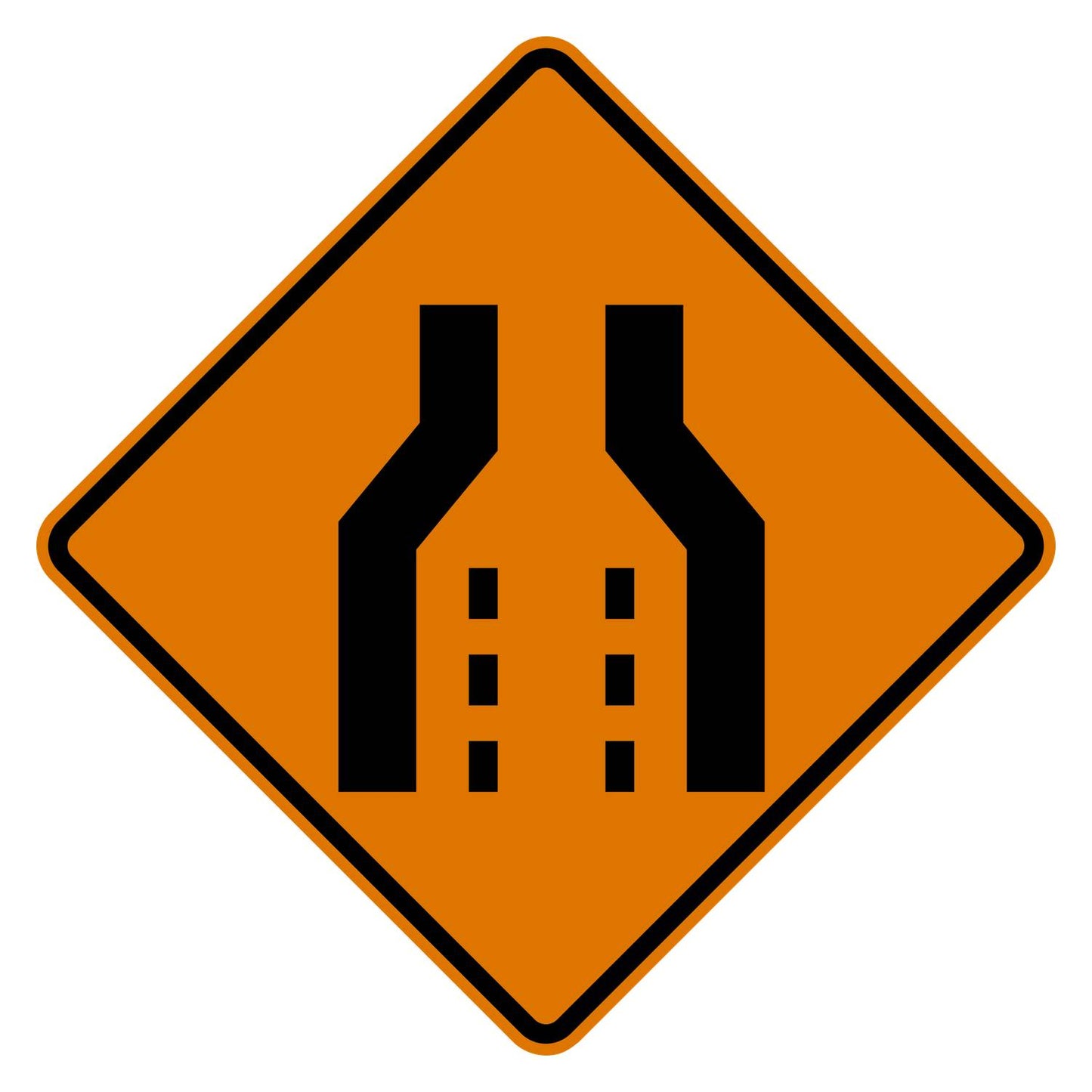 Double Lane Reduction Sign W4-2D