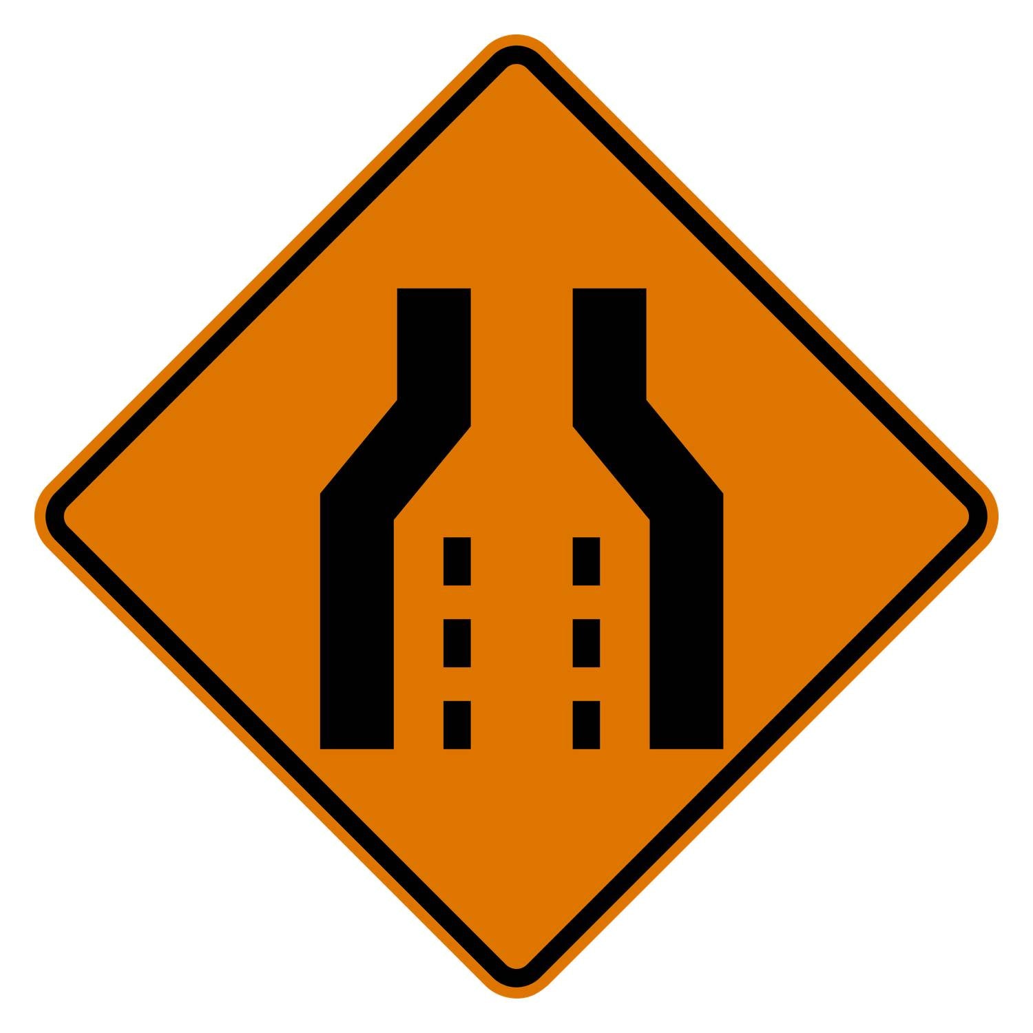 Double Lane Reduction Sign W4-2D