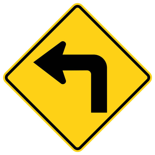 Left Turn Ahead Sign W1-1L
