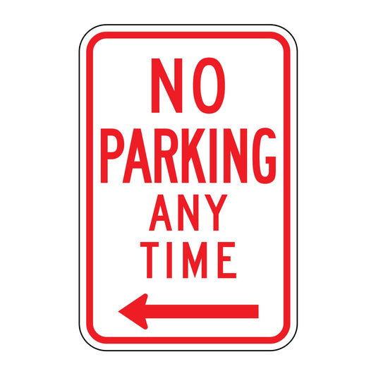 No Parking Any Time Sign (Left Arrow) R7-1L