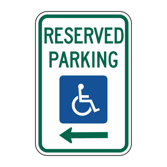 Reserved Parking Handicap Symbol Sign (Left Arrow) R7-8L