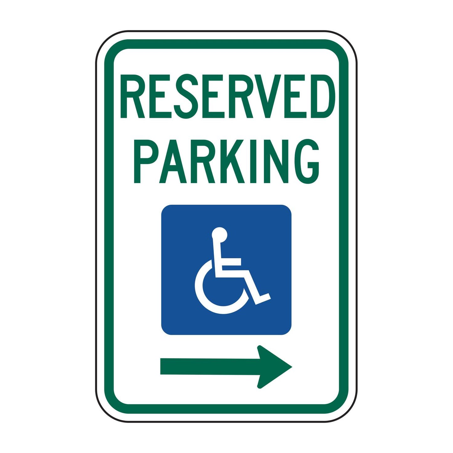 Reserved Parking Handicap Symbol Sign (Right Arrow) R7-8R