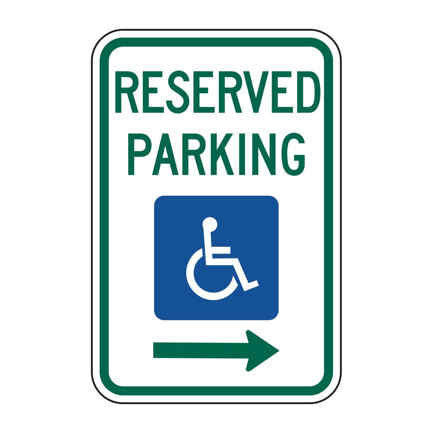 Reserved Parking Handicap Symbol Sign (Right Arrow) R7-8R