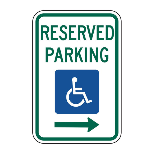 Reserved Parking Handicap Symbol Sign (Right Arrow) R7-8R