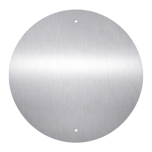 Round Aluminum Sign Blank - plain brushed aluminum round sign blank with two mounting holes
