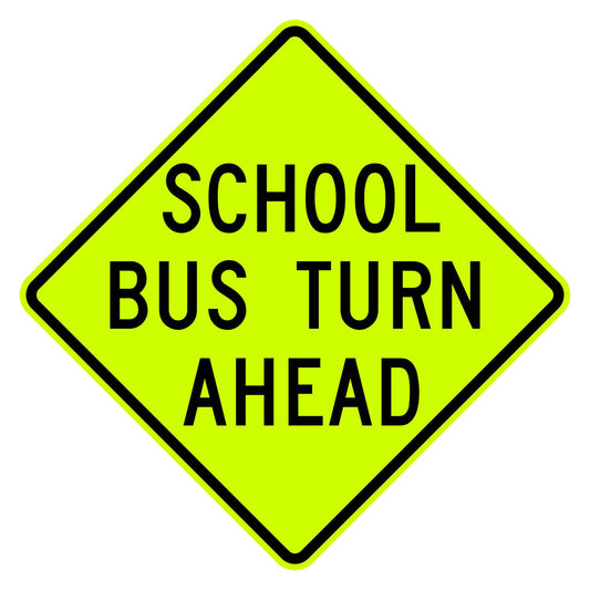 School Bus Turn Ahead Sign S3-2