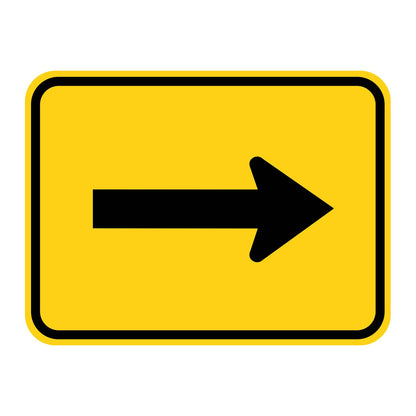 Supplemental Arrow Plaque Left or Right W16-5P - yellow horizontal rectangle sign with black right-pointing arrow