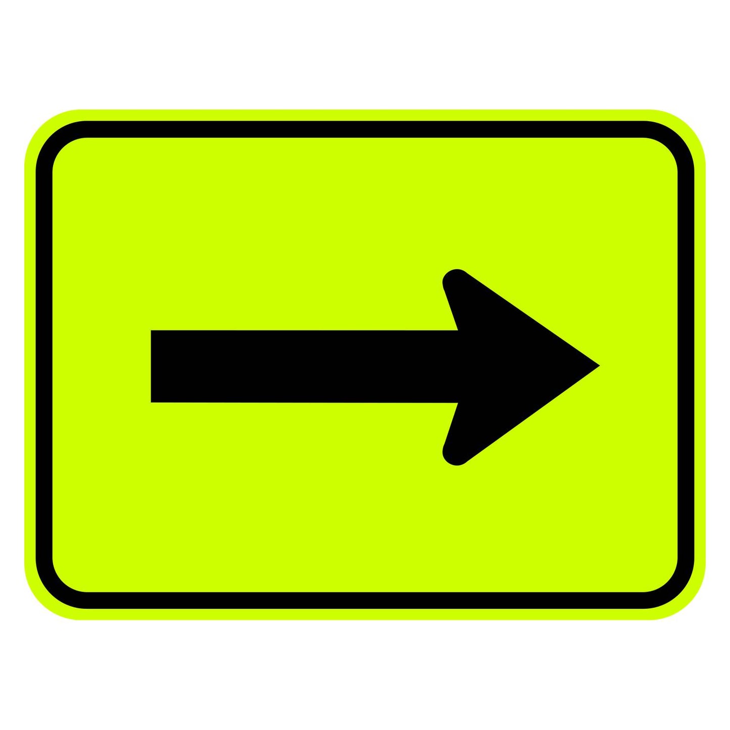 Fluorescent yellow-green supplemental arrow plaque with a black border and directional arrow symbol.