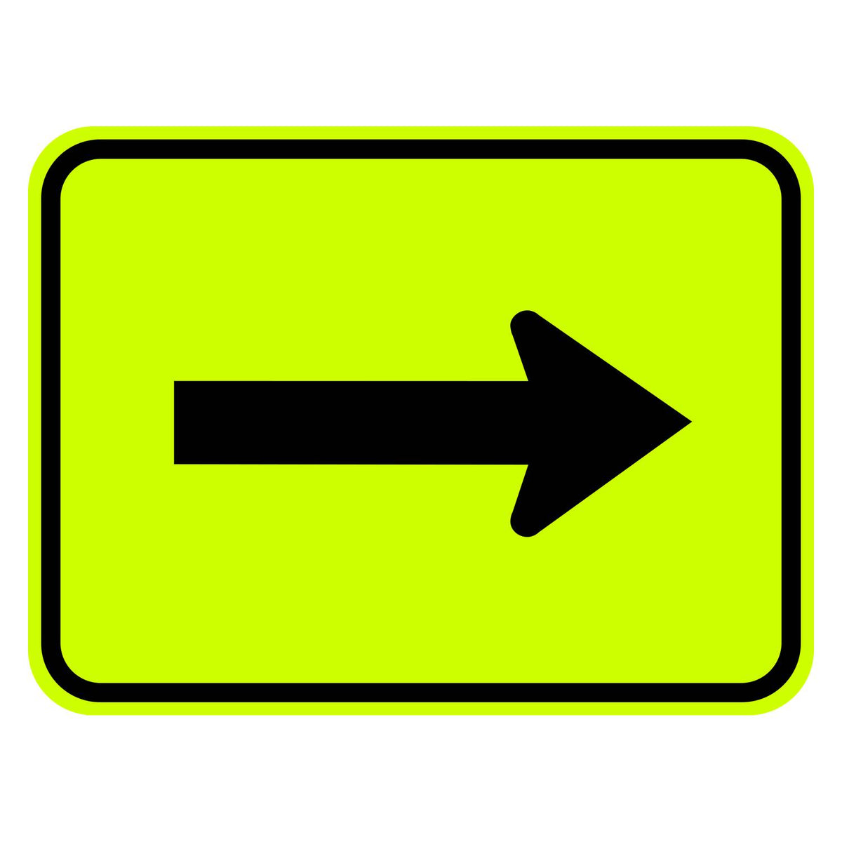 Fluorescent yellow-green supplemental arrow plaque with a black border and directional arrow symbol.