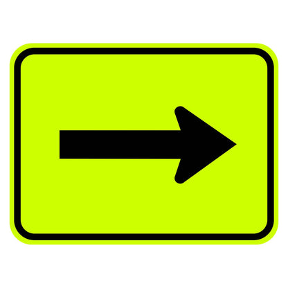 Fluorescent yellow-green supplemental arrow plaque with a black border and directional arrow symbol.