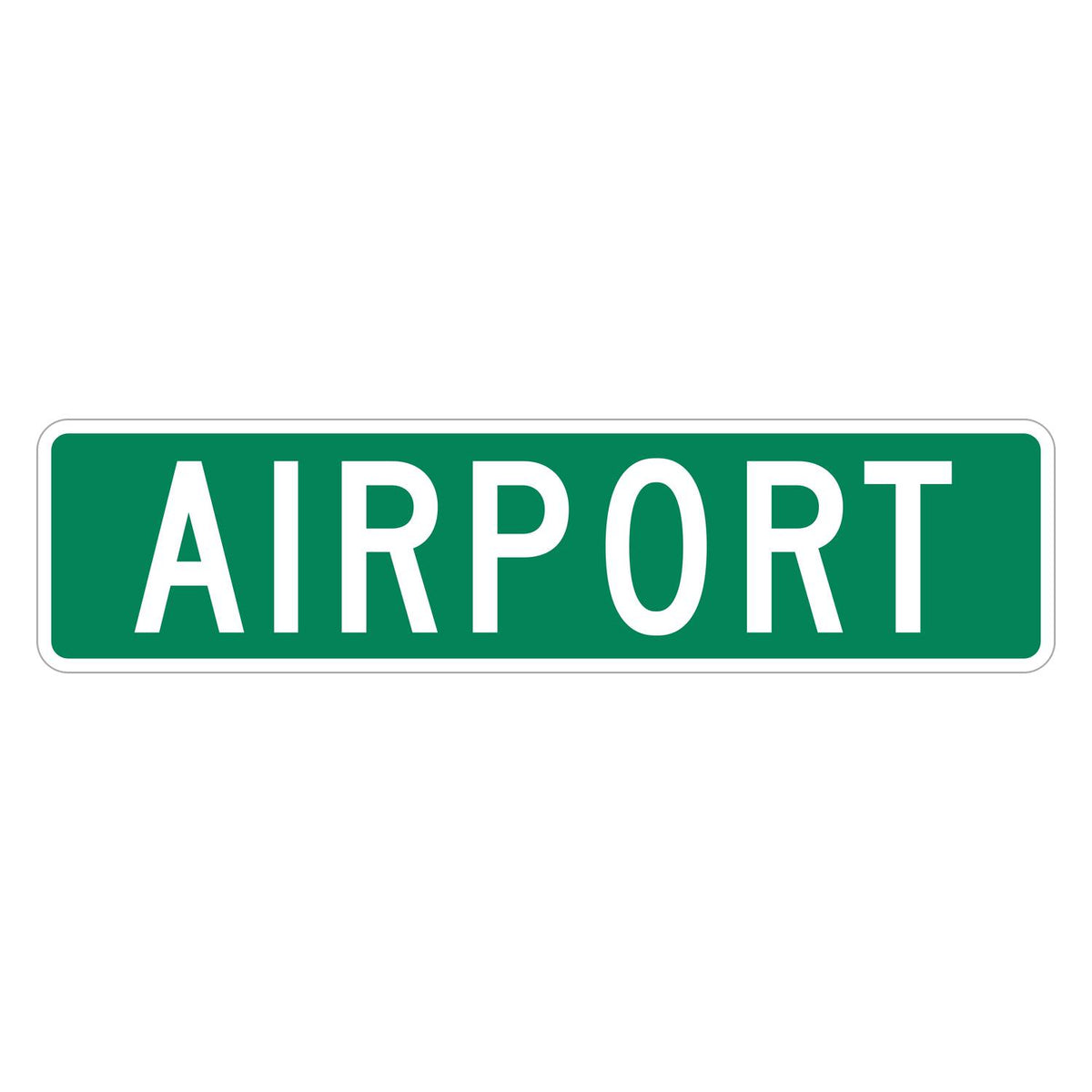 Airport Supplemental Plaque - green horizontal rectangle plaque reading AIRPORT in white