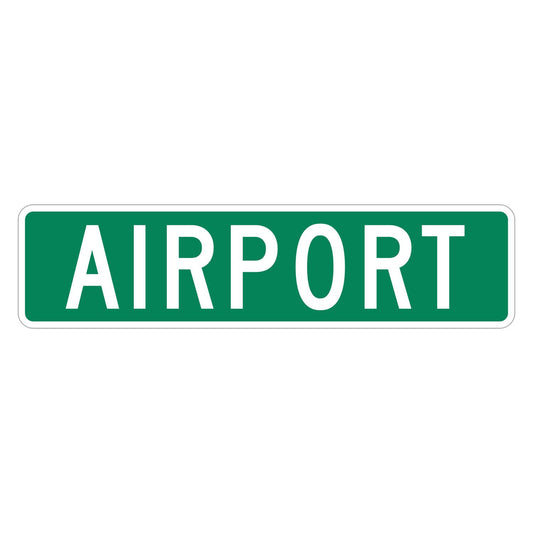 Airport Supplemental Plaque - green horizontal rectangle plaque reading AIRPORT in white