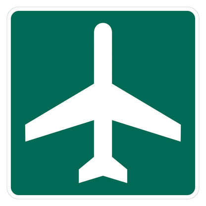 Airport Symbol Sign I3-5 - green square sign with white airplane pictograph