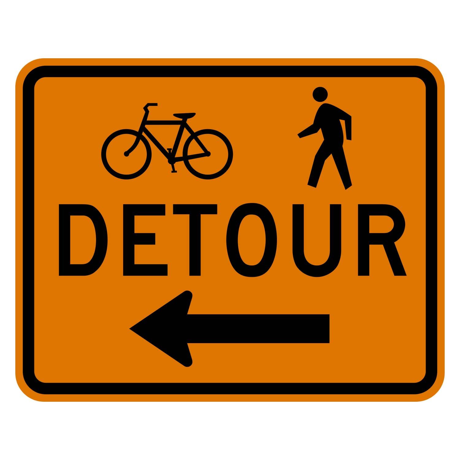 Bicycle Pedestrian Detour Sign Left Arrow M4-9aL
