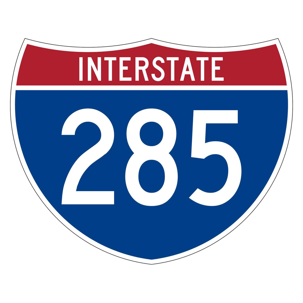 Custom 3 digit interstate sign 285 on a 30 in x 24 in shield