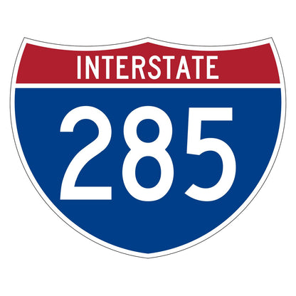 Custom 3 digit interstate sign 285 on a 30 in x 24 in shield