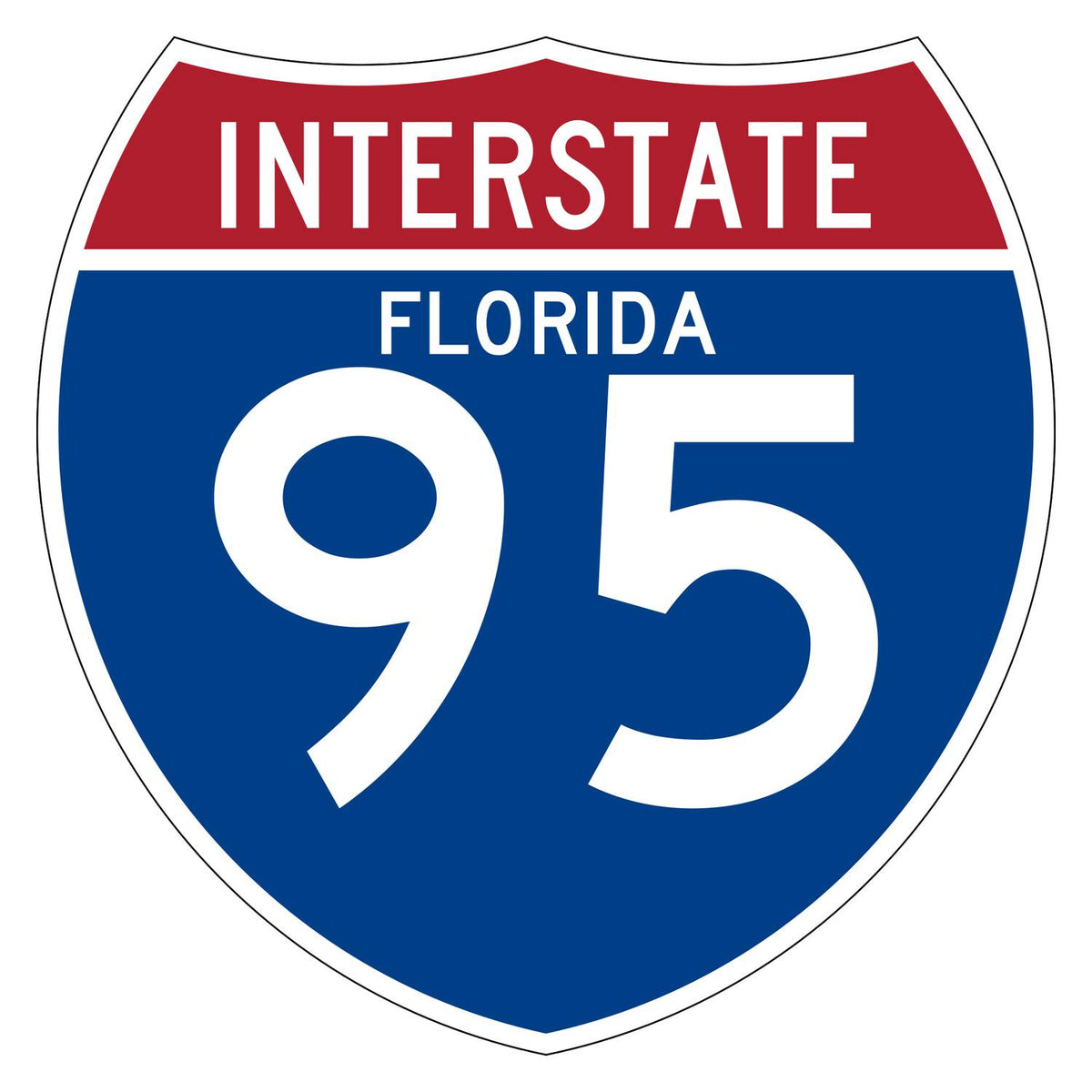 Custom interstate sign with state name Florida above route number 95