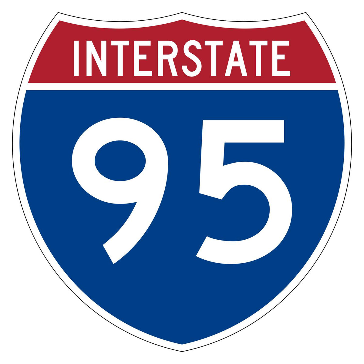 Custom interstate sign M1-1 with route number 95, red, white and blue shield