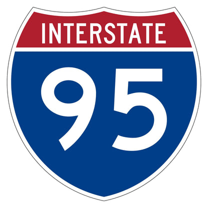 Custom interstate sign M1-1 with route number 95, red, white and blue shield