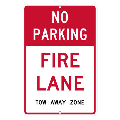Custom no parking sign reading NO PARKING, FIRE LANE, TOW AWAY ZONE