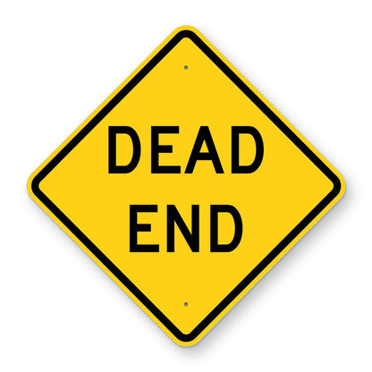 Dead End Warning Sign W14-1 - yellow diamond sign reading DEAD END