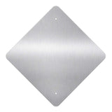 Rear view of heavy-duty .080 aluminum diamond road sign blank showing pre-drilled mounting holes.
