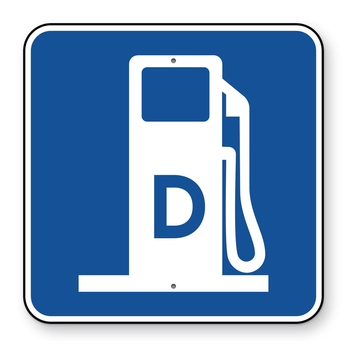 Diesel Fuel Symbol Sign D9-11 - blue square sign with a white fuel pump symbol marked D