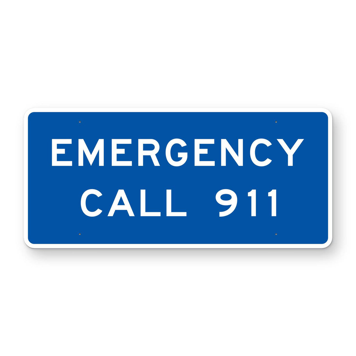 Emergency Call 911 Sign D12-4 - blue horizontal rectangle sign reading EMERGENCY CALL 911 in white