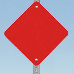 End of Road Marker OM4-3 - plain red reflective diamond marker, mounted on a post