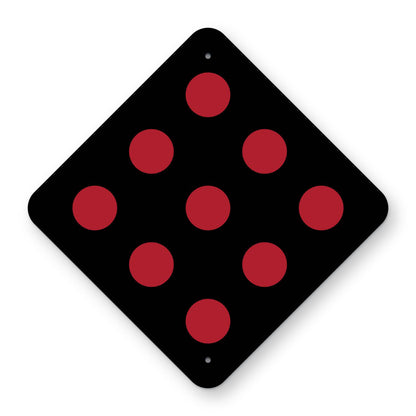 End of Road Marker OM4-2 - black diamond with nine red reflective dots
