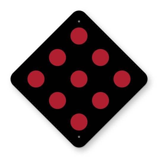 End of Road Marker OM4-2 - black diamond with nine red reflective dots