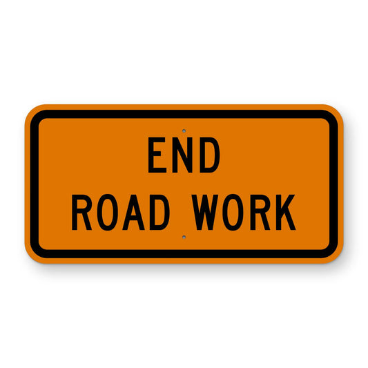 End Road Work Sign G20-2 - orange horizontal rectangle sign reading END ROAD WORK