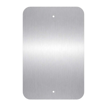 Blank brushed aluminum sign back with rounded corners and two pre-drilled holes.
