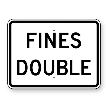 Fines Double Plaque R2-6aP - white horizontal rectangle plaque reading FINES DOUBLE in black