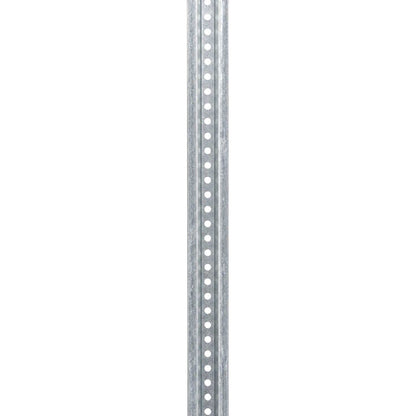 Galvanized steel U-channel sign post with pre-drilled mounting holes for traffic and regulatory sign installation.