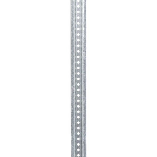 Galvanized steel U-channel sign post with pre-drilled mounting holes for traffic and regulatory sign installation.