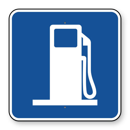 Gas Station Symbol Sign D9-7 - blue square sign with a white gas pump symbol