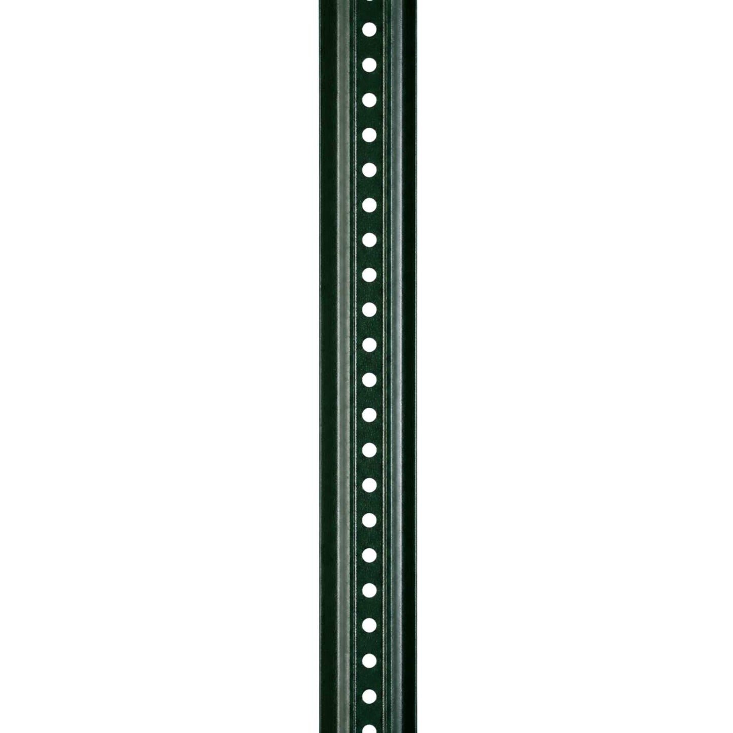 Green steel U-channel sign post with pre-drilled mounting holes along the center for easy installation.